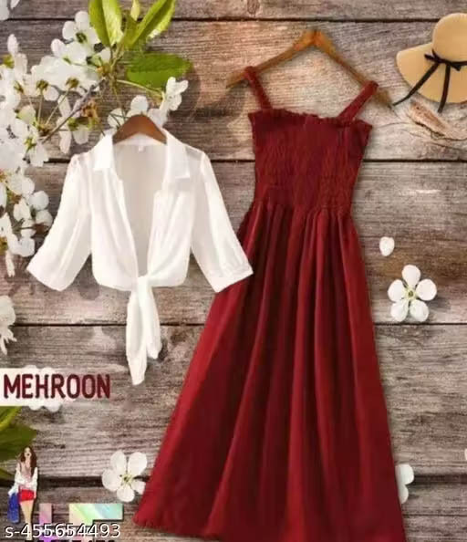 WOMEN MAROON GOWN MIDI