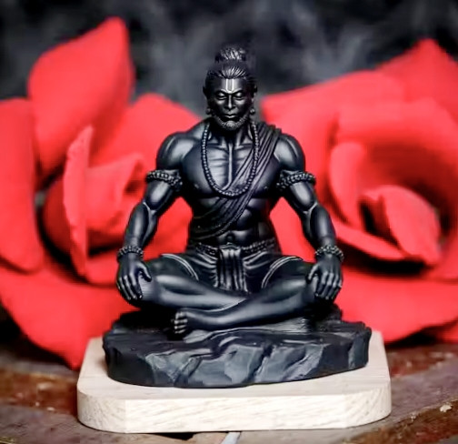 Lord Hanuman Idol for Car Dashboard, Home, Office Desk – Hanuman Murti for Peace, Positivity, Good Luck, Success, and Prosperity – Black Matte Finish