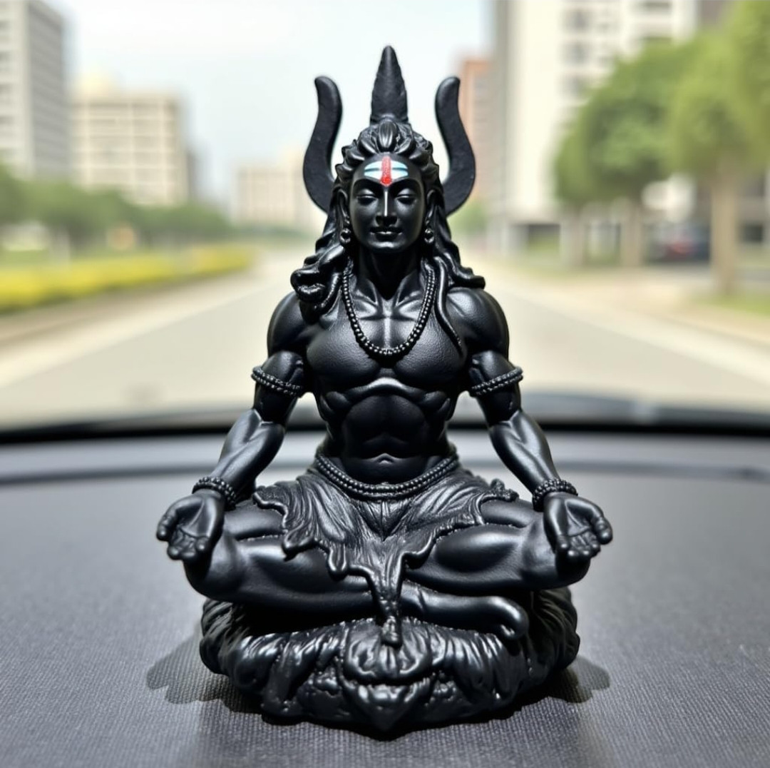 Shiv Idol for Car Dashboard | Lord Shiva Murti | Mahadev Idol for Car, Home Temple, Office Desk & Spiritual Decoration, Festivals & Gifting with Pre-Installed Adhesive Tape
