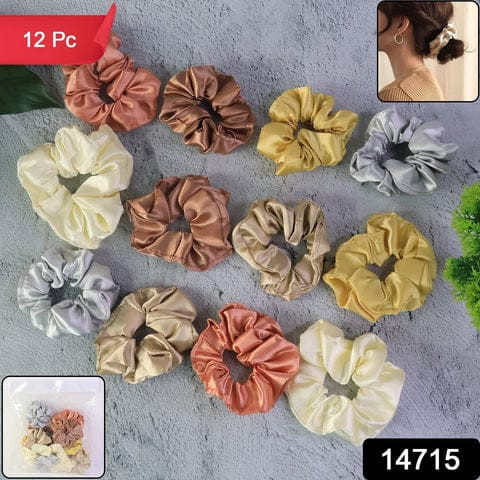 Premium Satin Hair Scrunchies for Women & Girls (Set of 12)