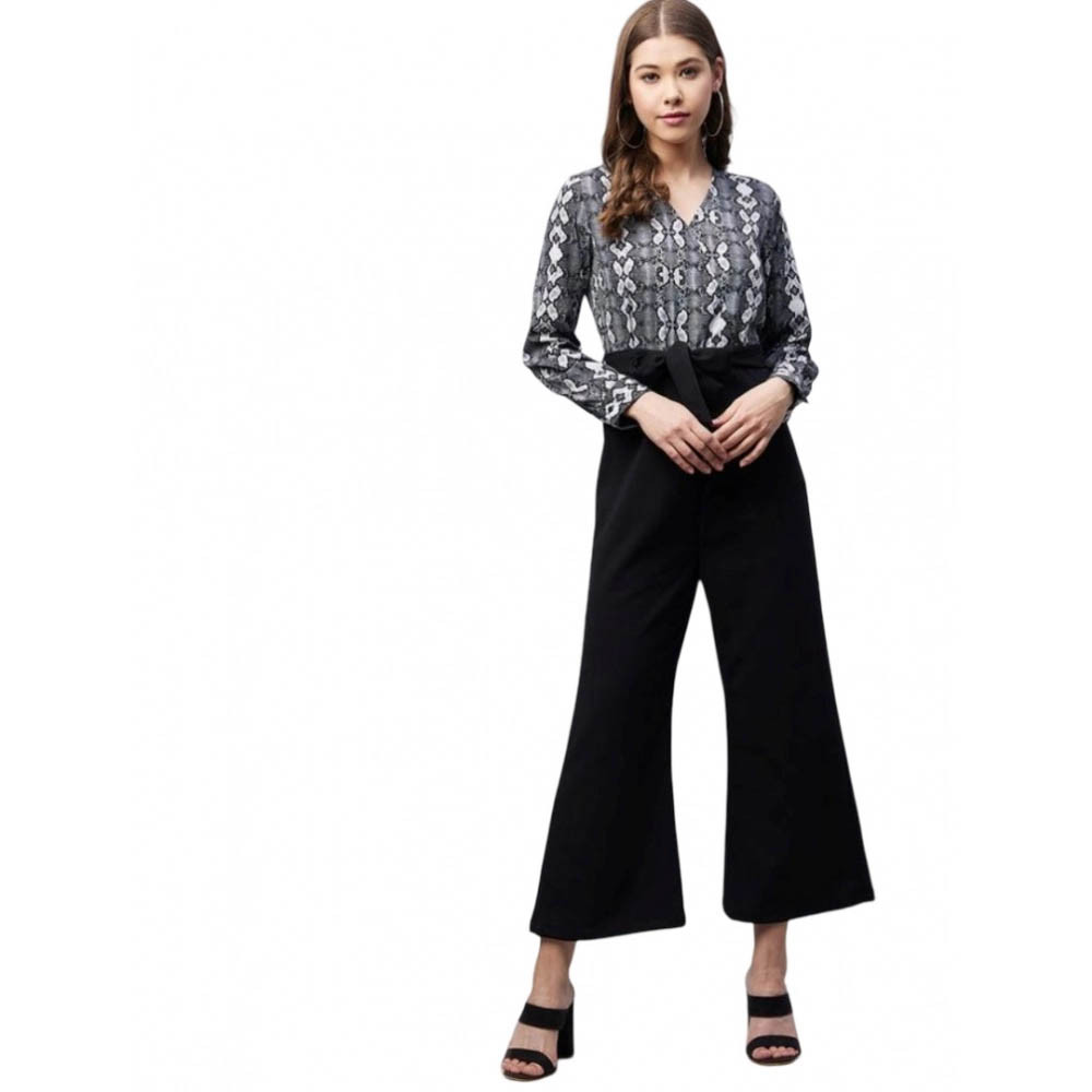 Women's Rayon Animal Print Short Sleeve Jumpsuit