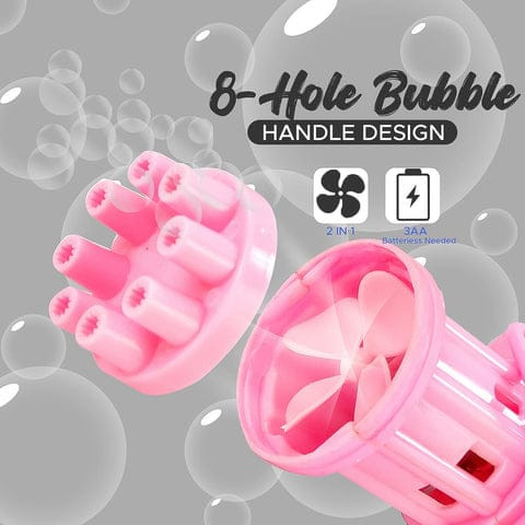 Electric 8-Hole Bubbles, New Gatling Bubble Machine Outdoor Toys Gun Mini Gatling Model 8 Holes Bubble Design 3 AA Batteries Required